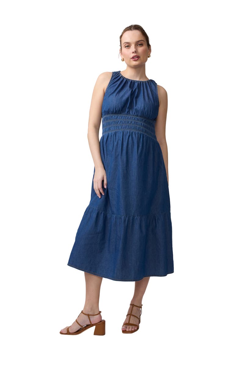 Ingrid & Isabel Sleeveless Chambray Midi Dress, Main, color, Indigo Chambray