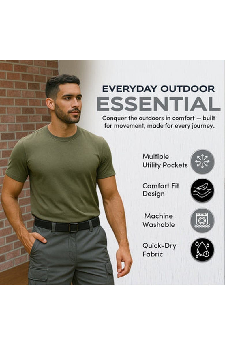 BenBen Mens Cargo Shorts with Adjustable Belted Waist, Alternate, color, Black