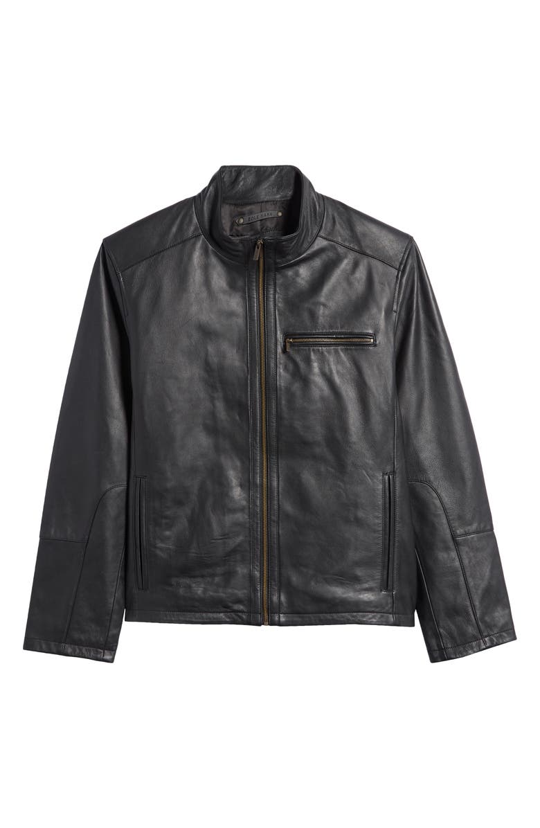Cole Haan Classic Leather Moto Jacket, Alternate, color, Black