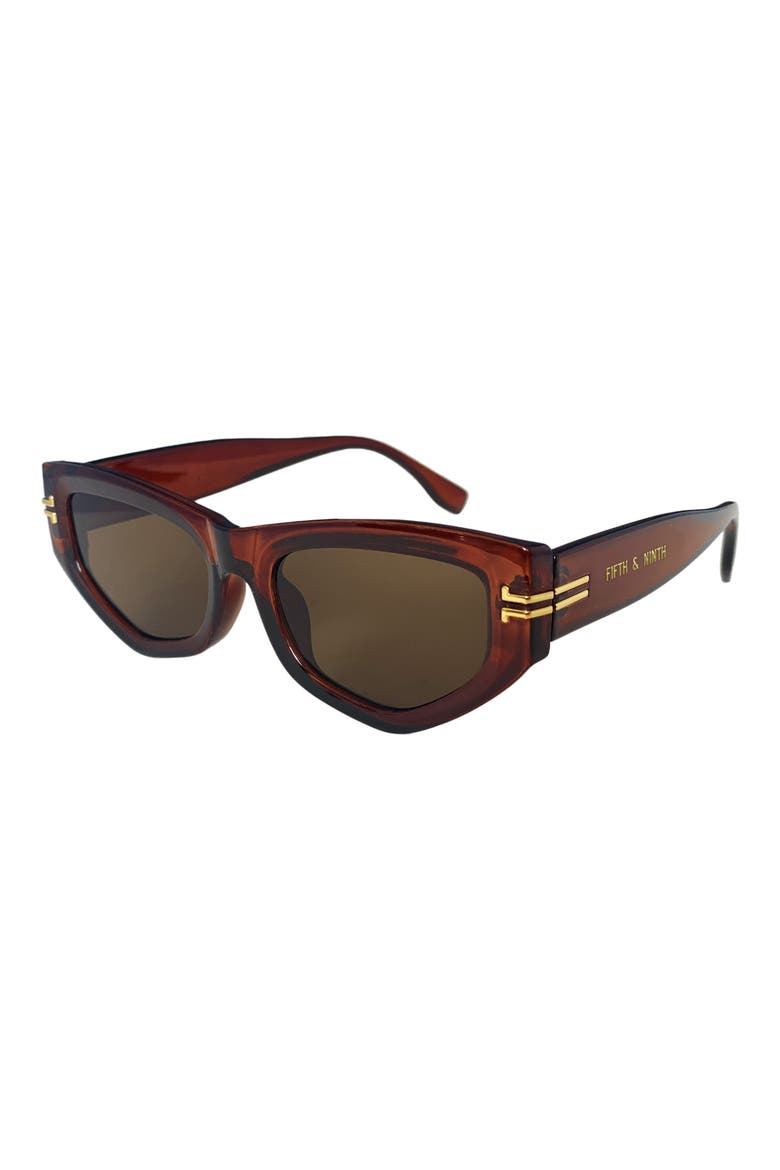 Wren 52mm Polarized Geometric Sunglasses, Alternate, color, BROWN/ BROWN