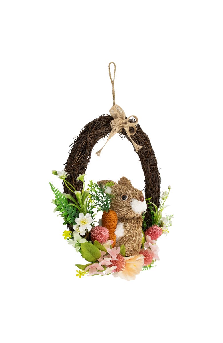 Northlight Floral Grapevine Spring Easter Wreath with Rabbit - 12", Alternate, color, Pink