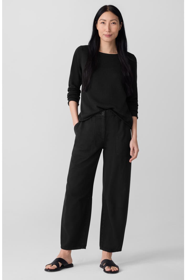 Organic Cotton Ankle Barrel Leg Pants, Alternate, color, BLACK