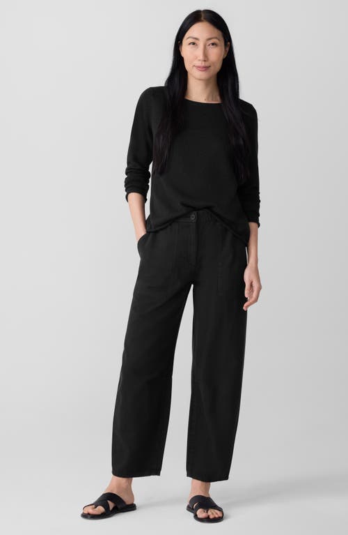 Eileen Fisher Organic Cotton Ankle Barrel Leg Pants In Black