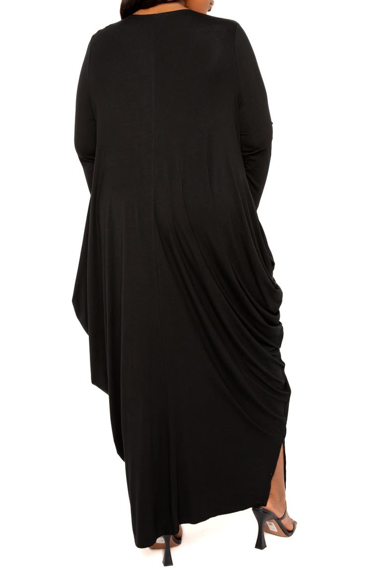 Cascade Bubble Hem Cardigan, Alternate, color, BLACK