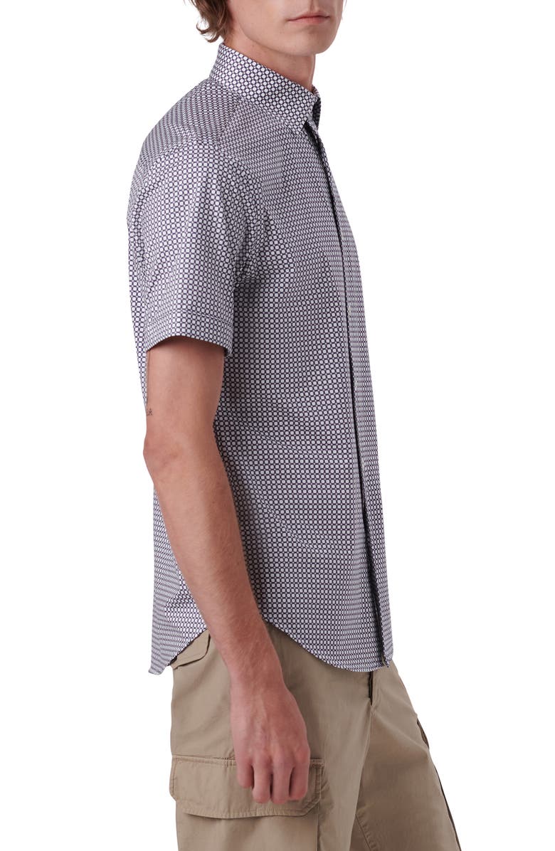 Bugatchi OoohCotton<sup>®</sup> Medallion Print Short Sleeve Button-Up Shirt, Alternate, color, 