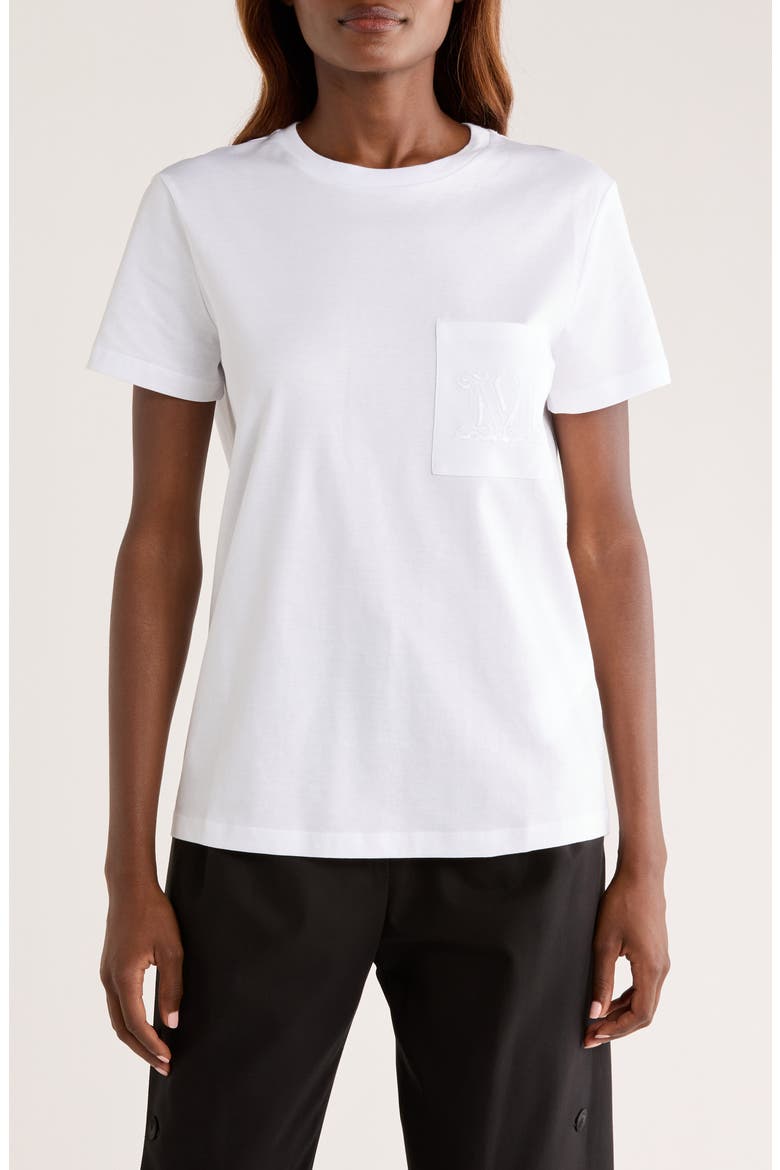 Papaia Logo Embroidered Cotton T-Shirt, Main, color, OPTICAL WHITE