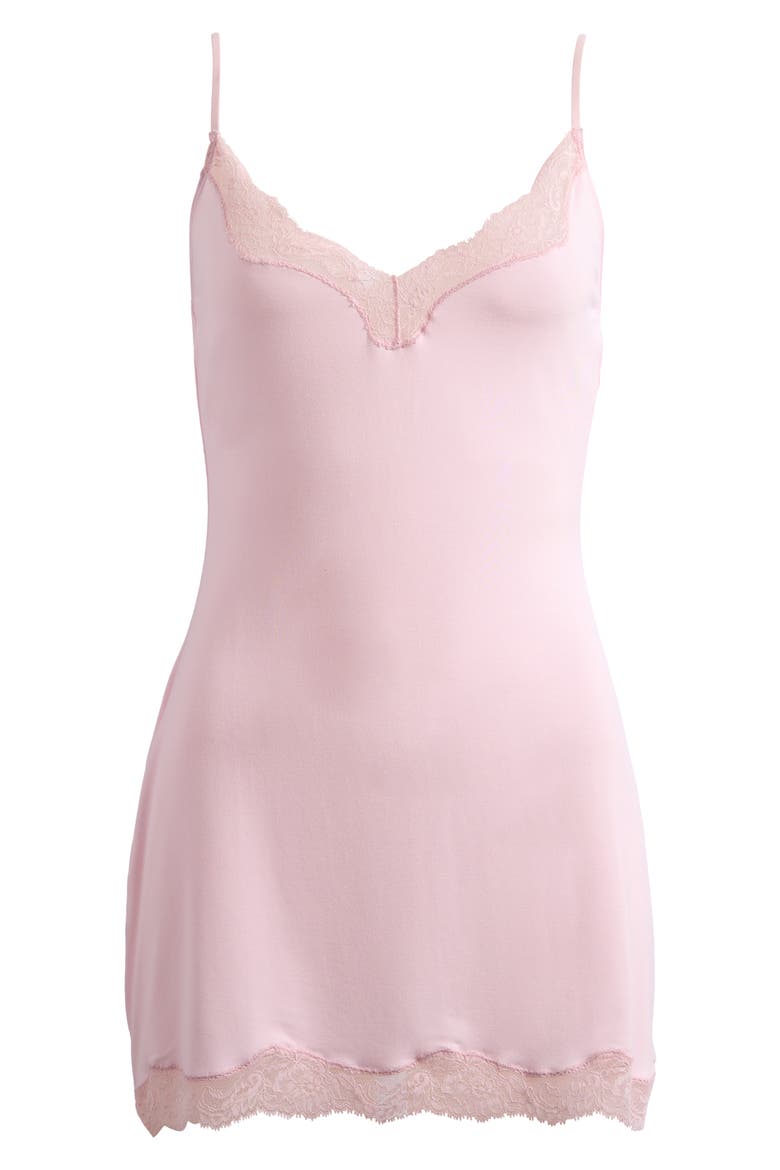 Lace Trim Minidress Nightgown, Alternate, color, BLOOM