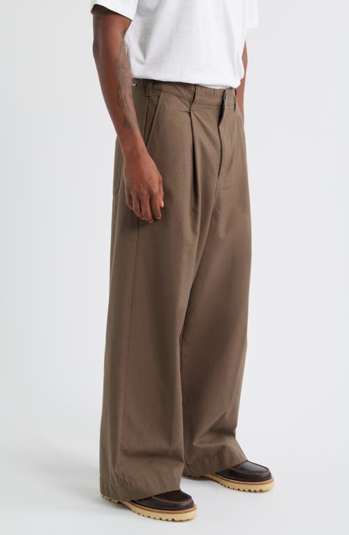 Obey Oliver Pleated Twill Pants In Brown