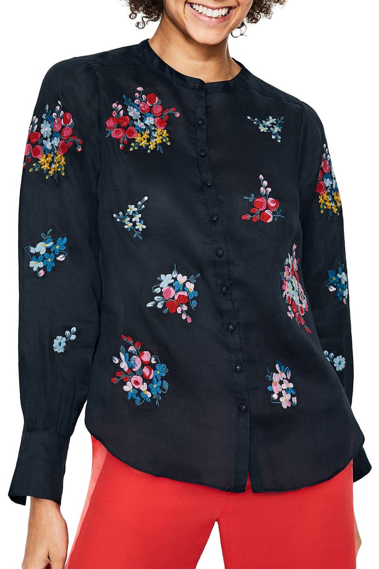 Claudia Embroidered Blouse, Alternate, color, NAVY