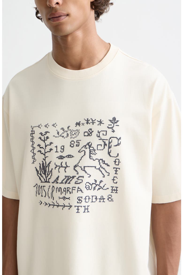 Cross-Stitched Artwork Cotton T-Shirt, Alternate, color, EGGNOG