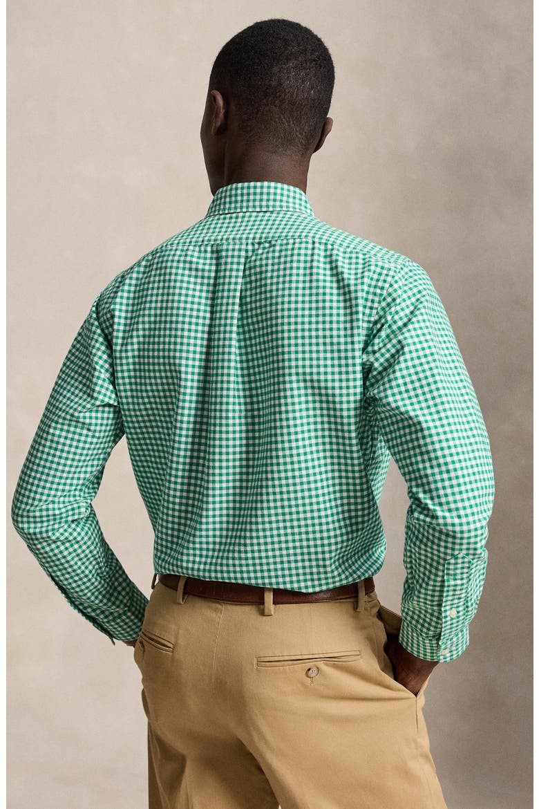 Gingham Long Sleeve Oxford Shirt, Alternate, color, GRN/ WHITE