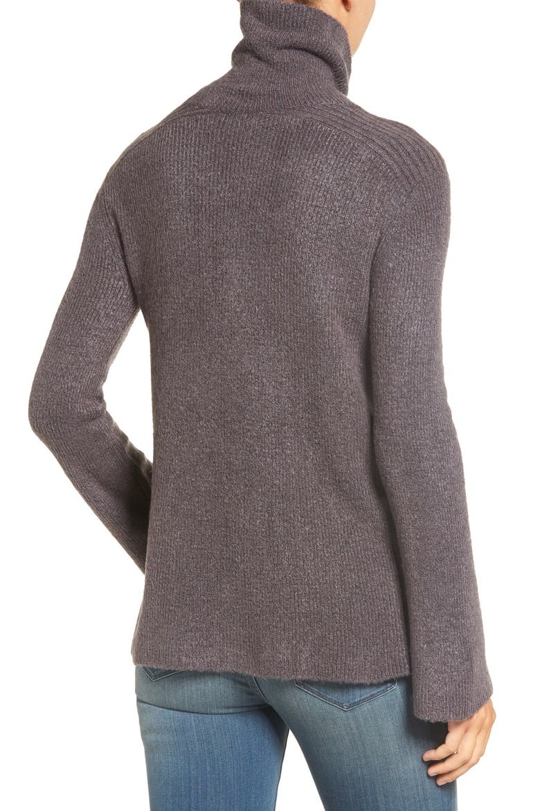 Bell Sleeve Turtleneck Sweater, Alternate, color, GREY FORGED RAINBOW MULTI