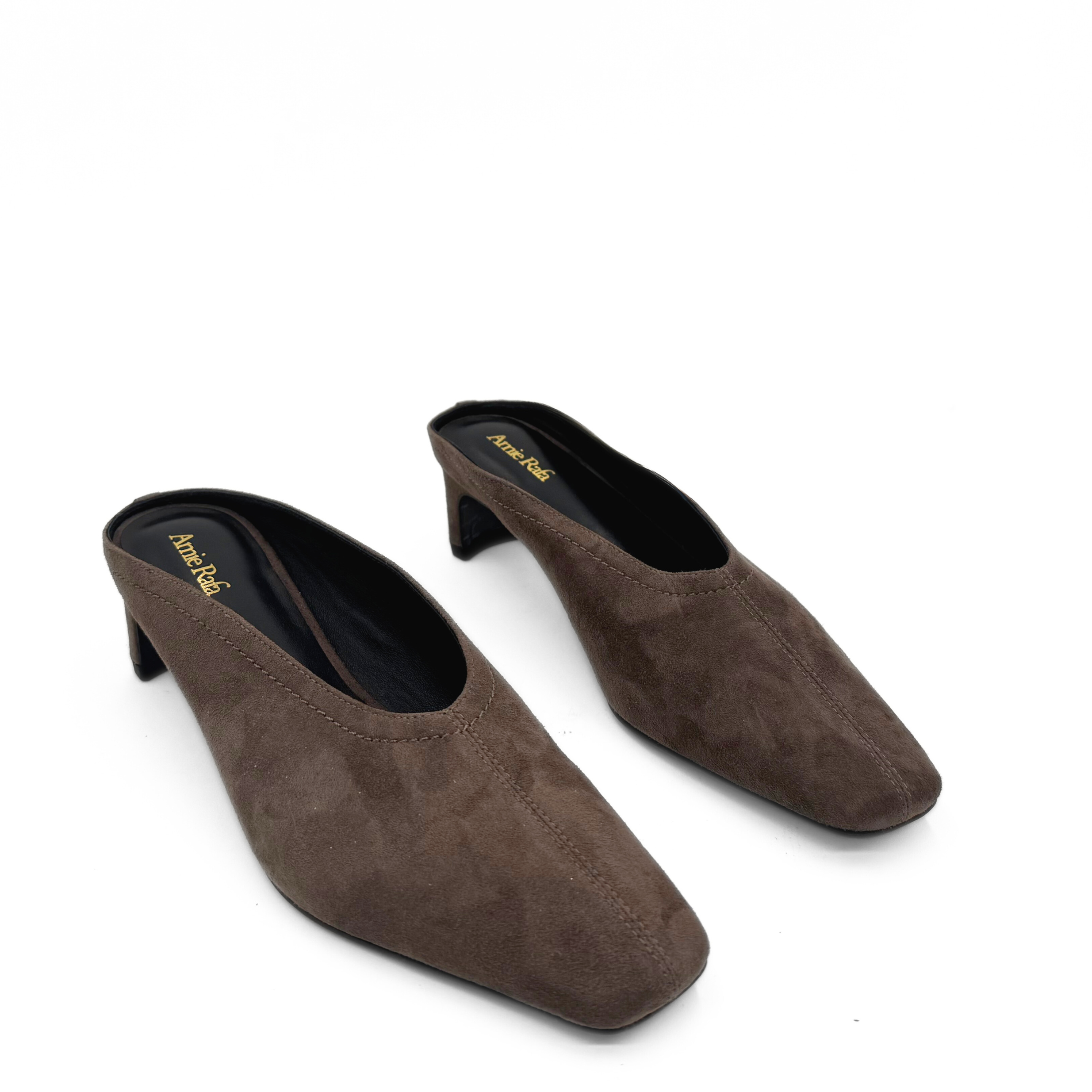Amie Rafa Junie Heeled Suede Mule, Alternate, color, Taupe
