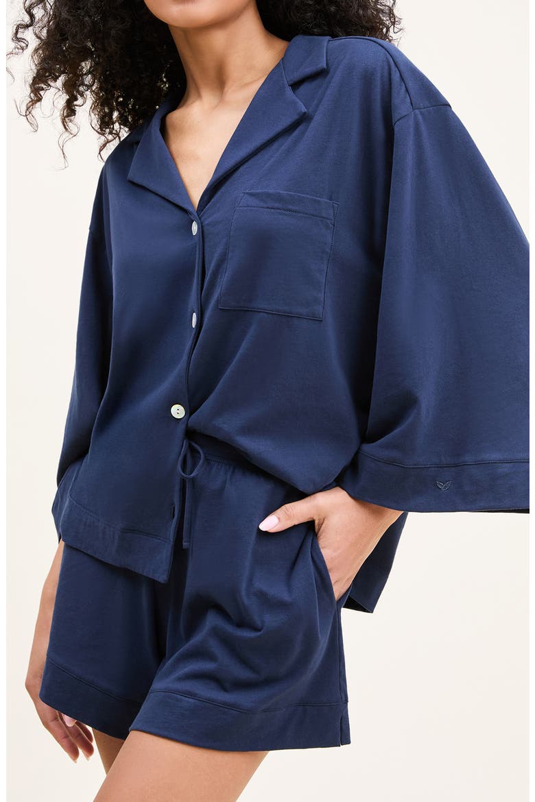 Olivia Pima Cotton Short Pajamas, Alternate, color, NAVY
