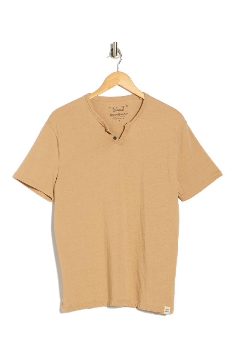 Button Notch Neck T-Shirt, Alternate, color, ICED COFFEE