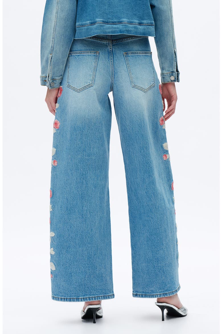 Floral Embroidered High Waist Barrel Leg Jeans, Alternate, color, LIGHT BLUE