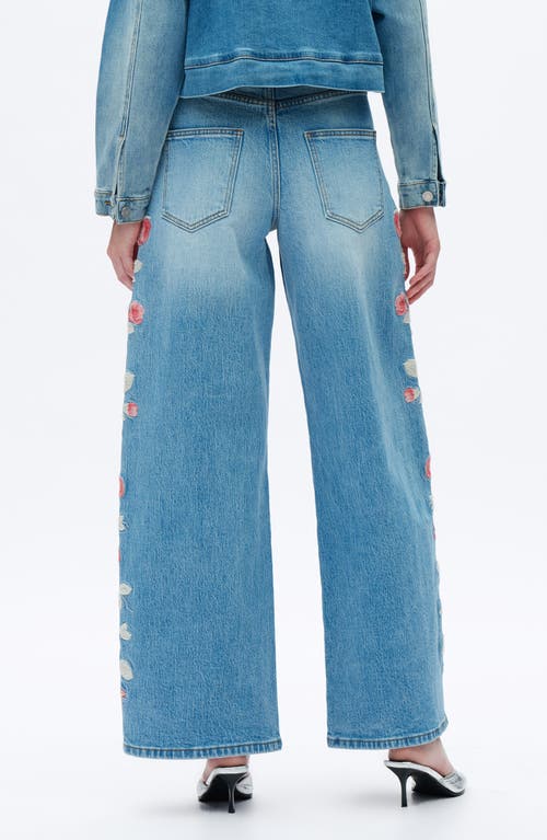 Bayeas Floral Embroidered High Waist Barrel Leg Jeans In Multi