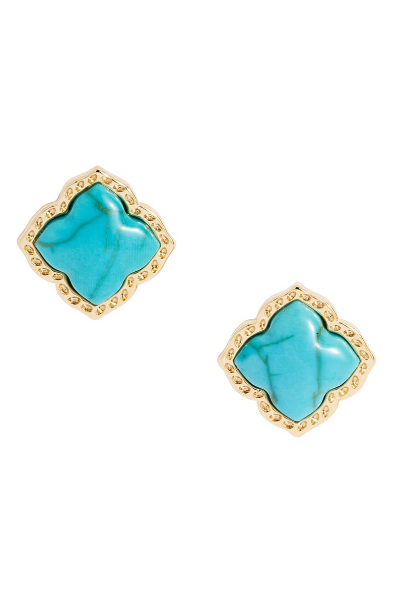 Kendra Scott Mallory Stud Earrings, Main, color, Gold Variegated Turq