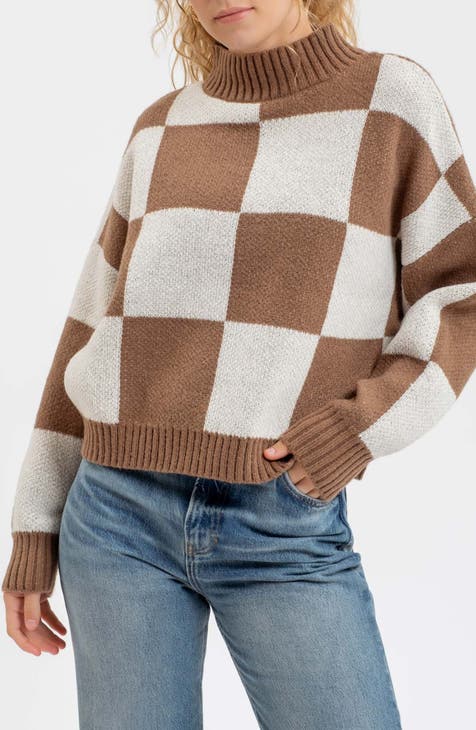 Check Mock Neck Sweater