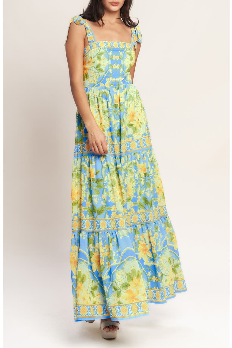 Printed Maxi Dress, Main, color, LIGHT BLUE
