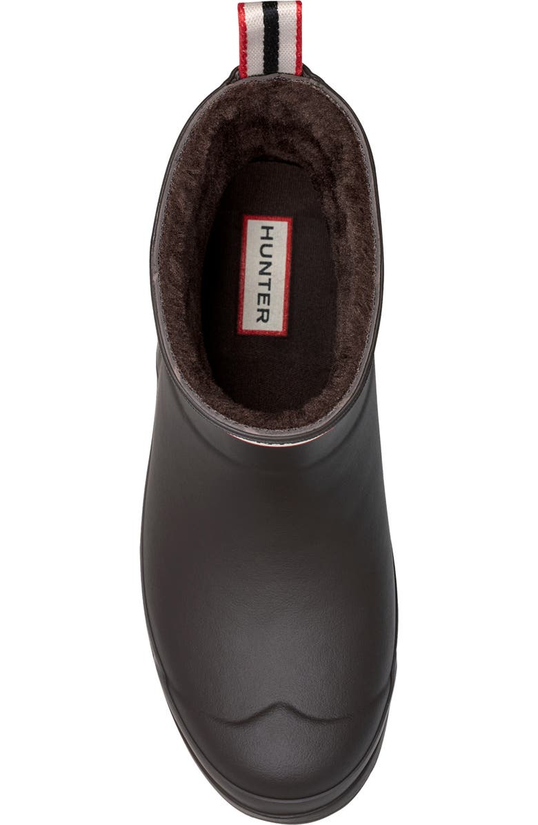 Hunter Play Short Faux Shearling Lined Waterproof Rain Boot, Alternate, color, Dark Brown