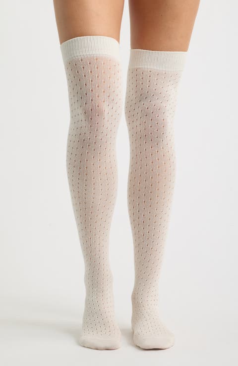 Pointelle Over the Knee Socks