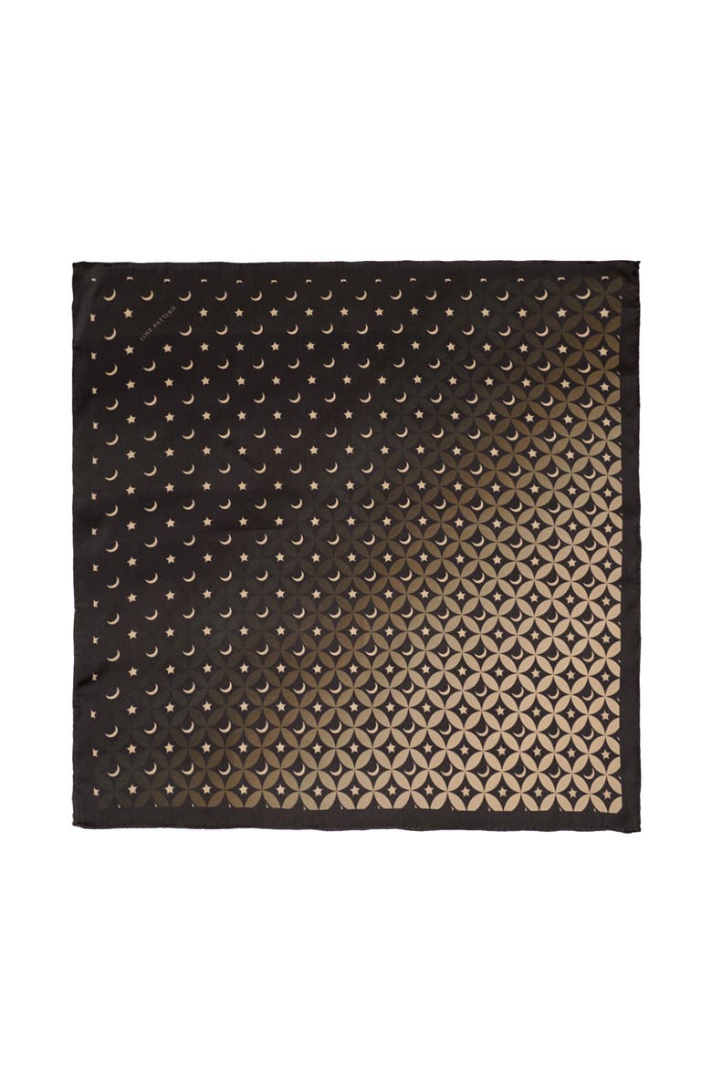 Lost Pattern "Moonlit Stars" Silk Bandana Scarf, Main, color, Black