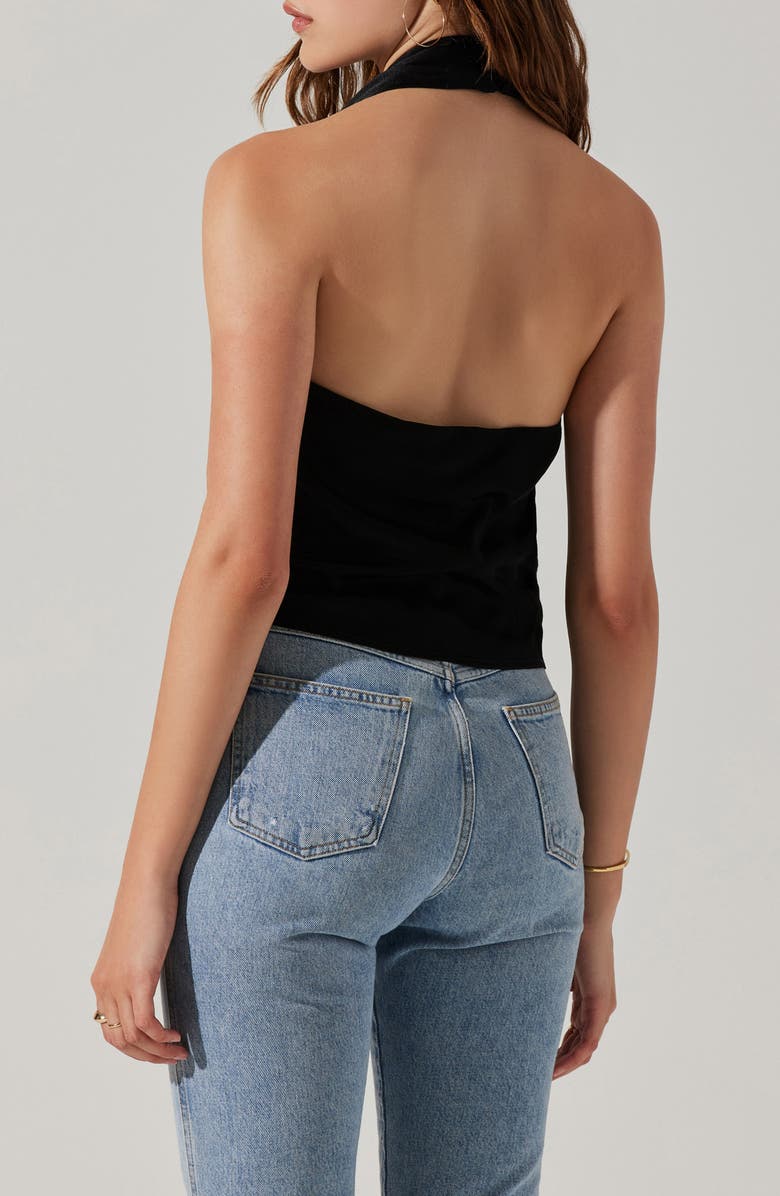 ASTR the Label Della Halter Neck Velvet Top, Alternate, color, 