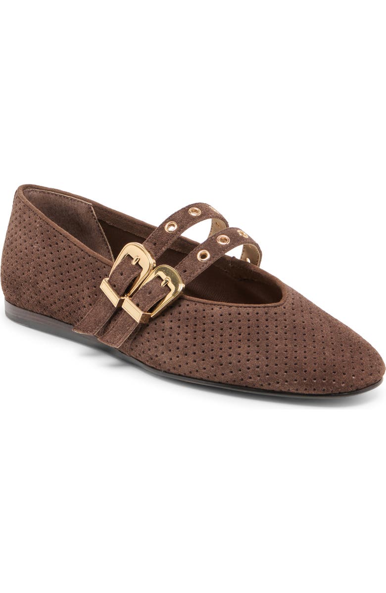 Dolce Vita Baylee Grommet Mary Jane Flat, Main, color, Dark Brown Perforated