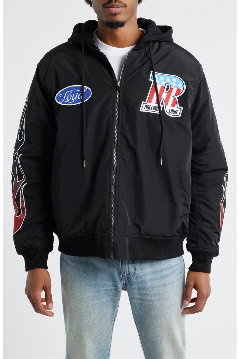 Starting Line Flight Jacket, Alternate, color, BLACK