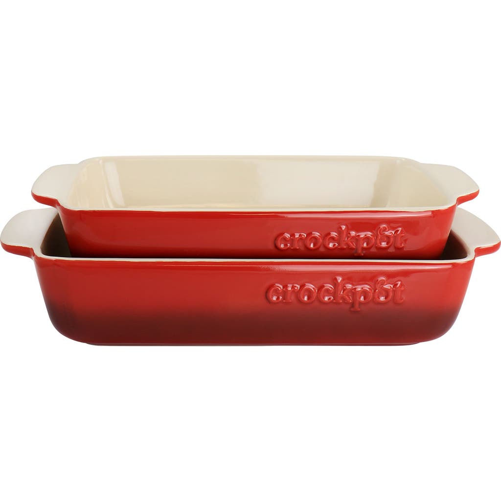 Crock-pot Crock Pot Artisan 2 Piece Stoneware Bake Pans In Gradient Red