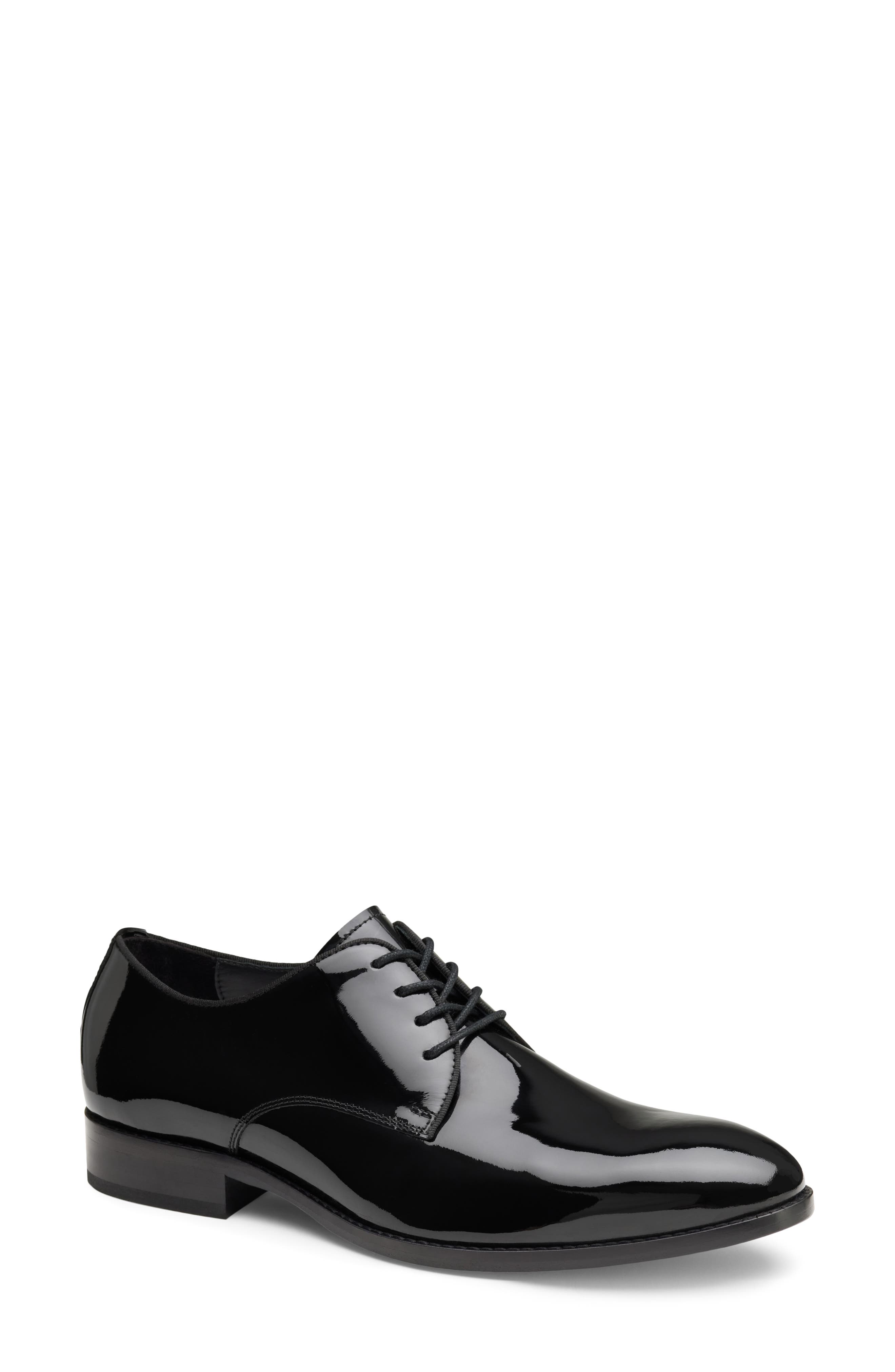 Johnston & Murphy Gavney Plain Toe Derby, Main, color, Black Patent