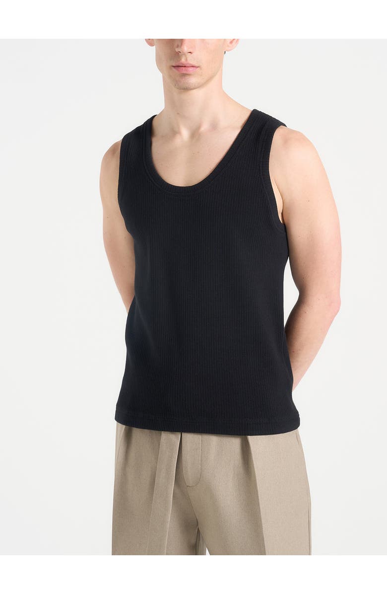 Manière De Voir Justin Ribbed Cotton Vest, Alternate, color, Black