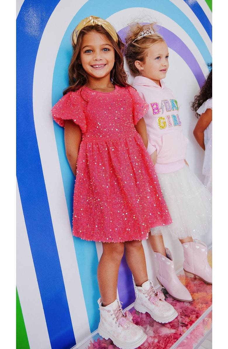 Lola + The Boys Margot Sequin Velour Dress, Alternate, color, Pink