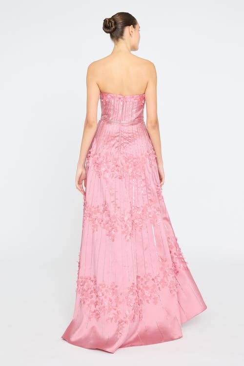 Theia Toby Beaded Gown In Pink