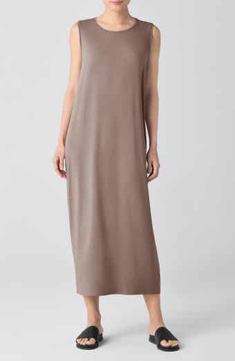 Round Neck Oval Stretch Sleeveless Midi Dress