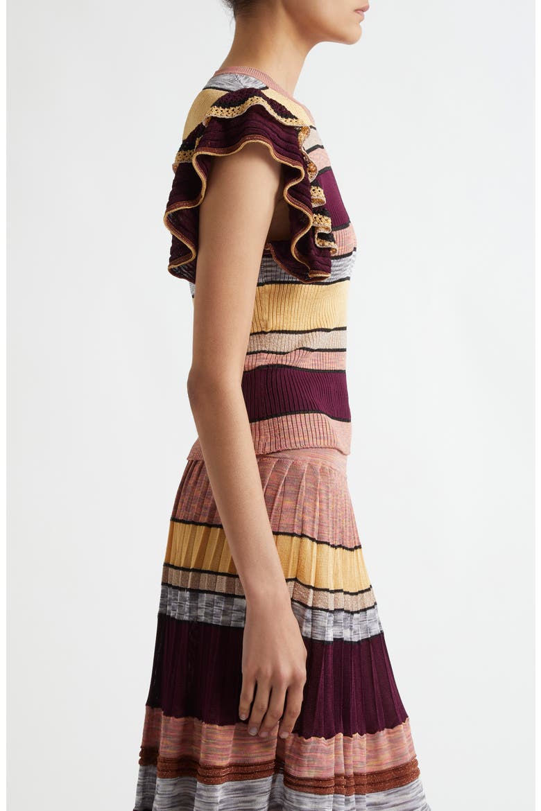 Cecile Metallic Stripe Knit Top, Alternate, color, SUNDOWN
