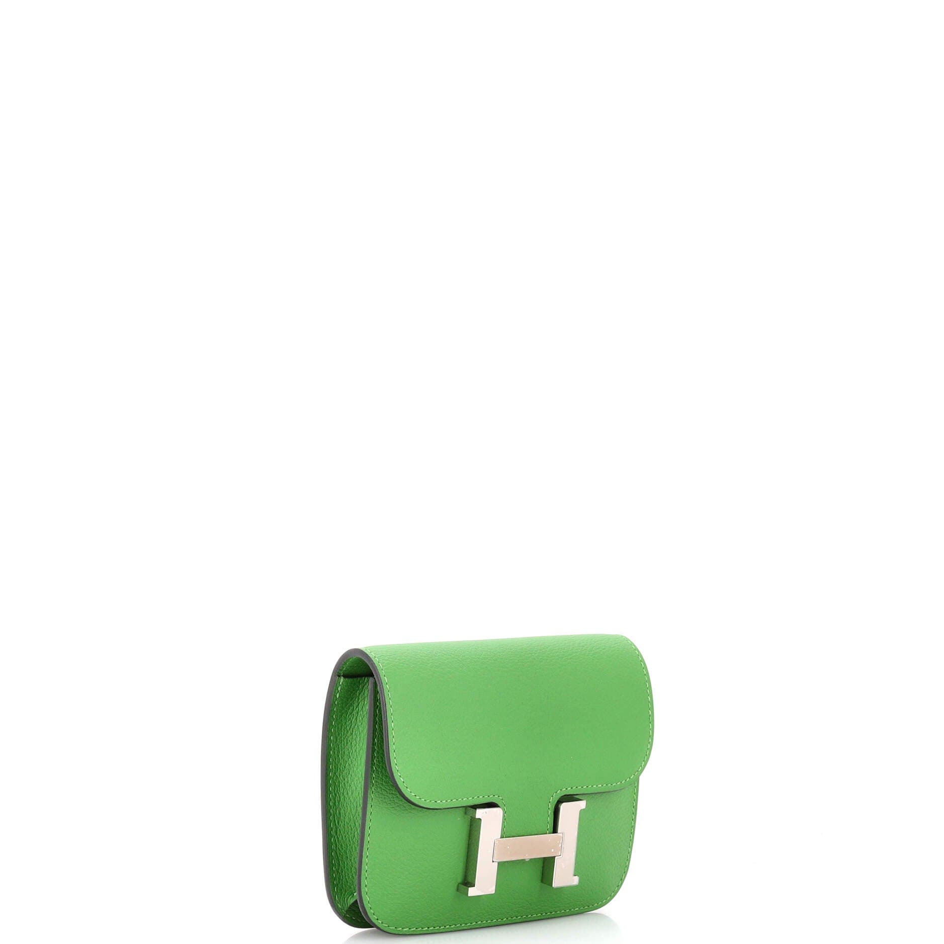 Pre-Owned Hermes Constance Slim Wallet Evercolor, Alternate, color, Vert Yucca