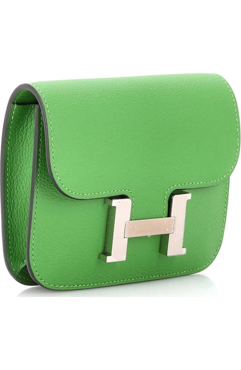 Pre-Owned Hermes Constance Slim Wallet Evercolor, Alternate, color, Vert Yucca