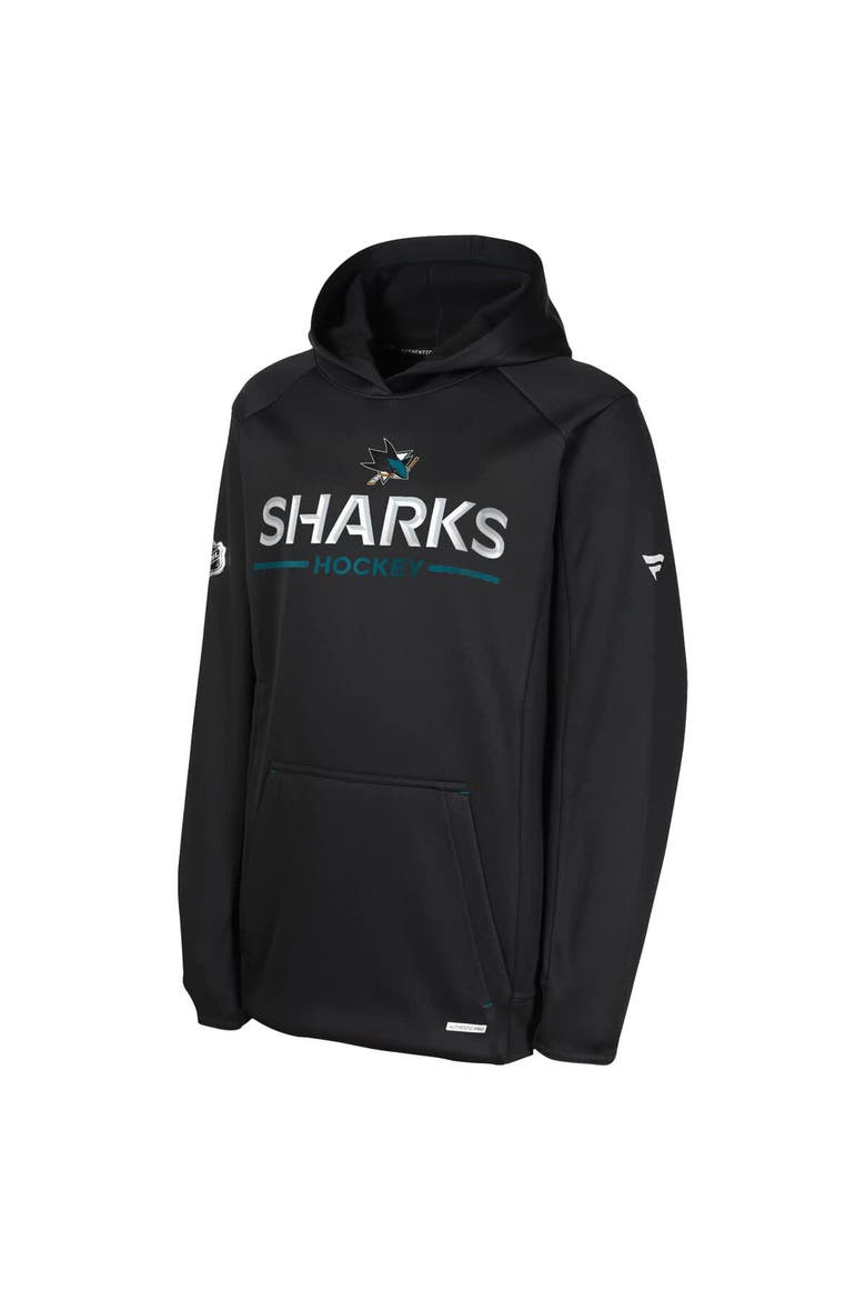 Youth Fanatics Black San Jose Sharks Authentic Pro Rink Raglan Hoodie, Alternate, color, Black
