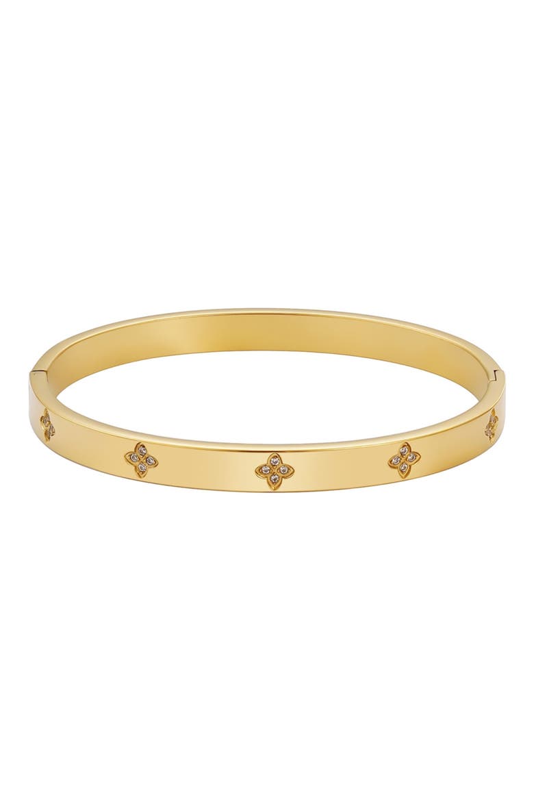 CZ Clover Bangle Bracelet, Main, color, GOLD