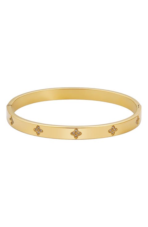 CZ Clover Bangle Bracelet