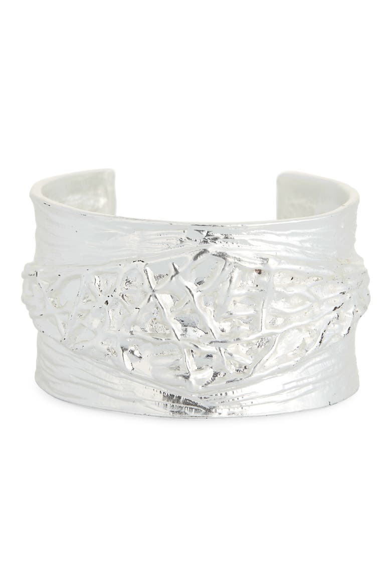 Brushed Crisscross Cuff Bracelet, Main, color, SILVER