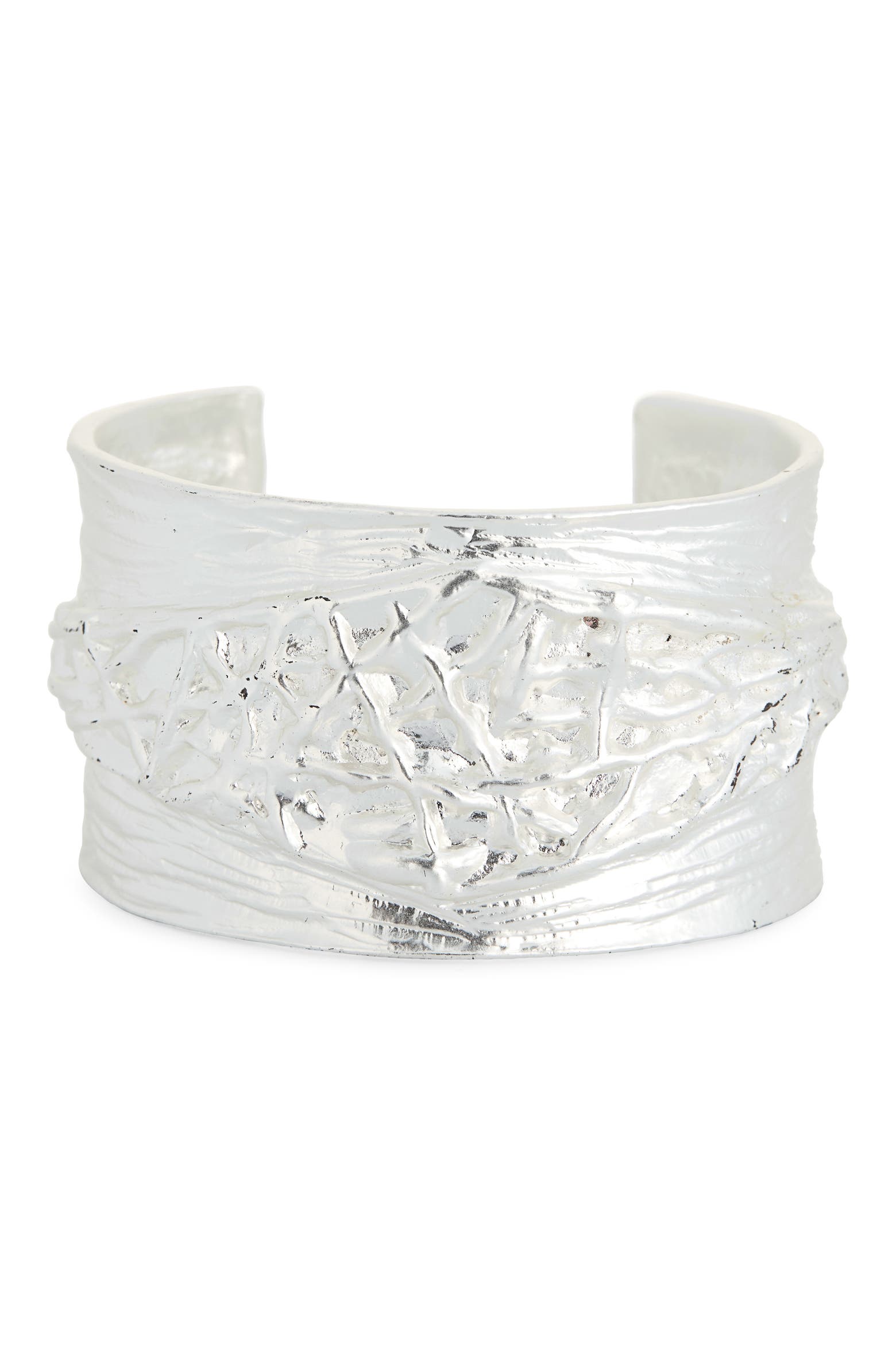 Brushed Crisscross Cuff Bracelet in Silver