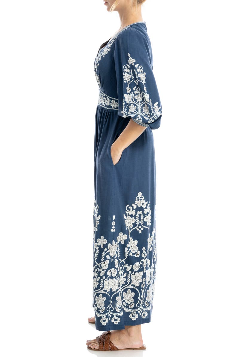 MAX STUDIO Print Maxi Dress, Alternate, color, Sapphire/ Cream