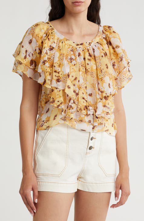 Larisa Floral Ruffle Silk Blouse