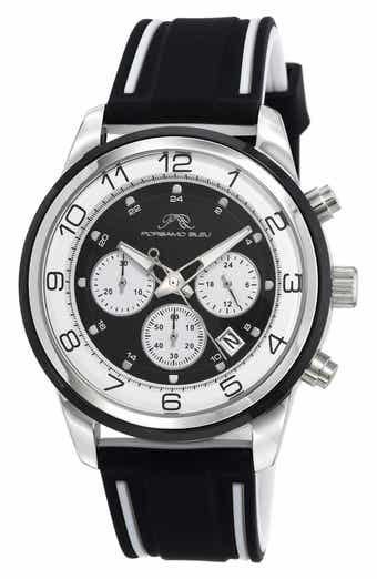 PORSAMO BLEU Arthur Chronograph Silicone Strap Watch, 44mm