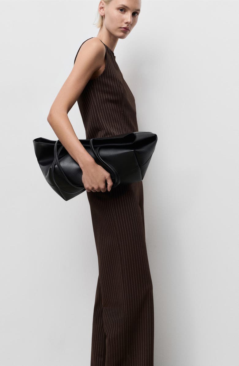 MANGO Pinstripe Wide Leg Pants, Alternate, color,