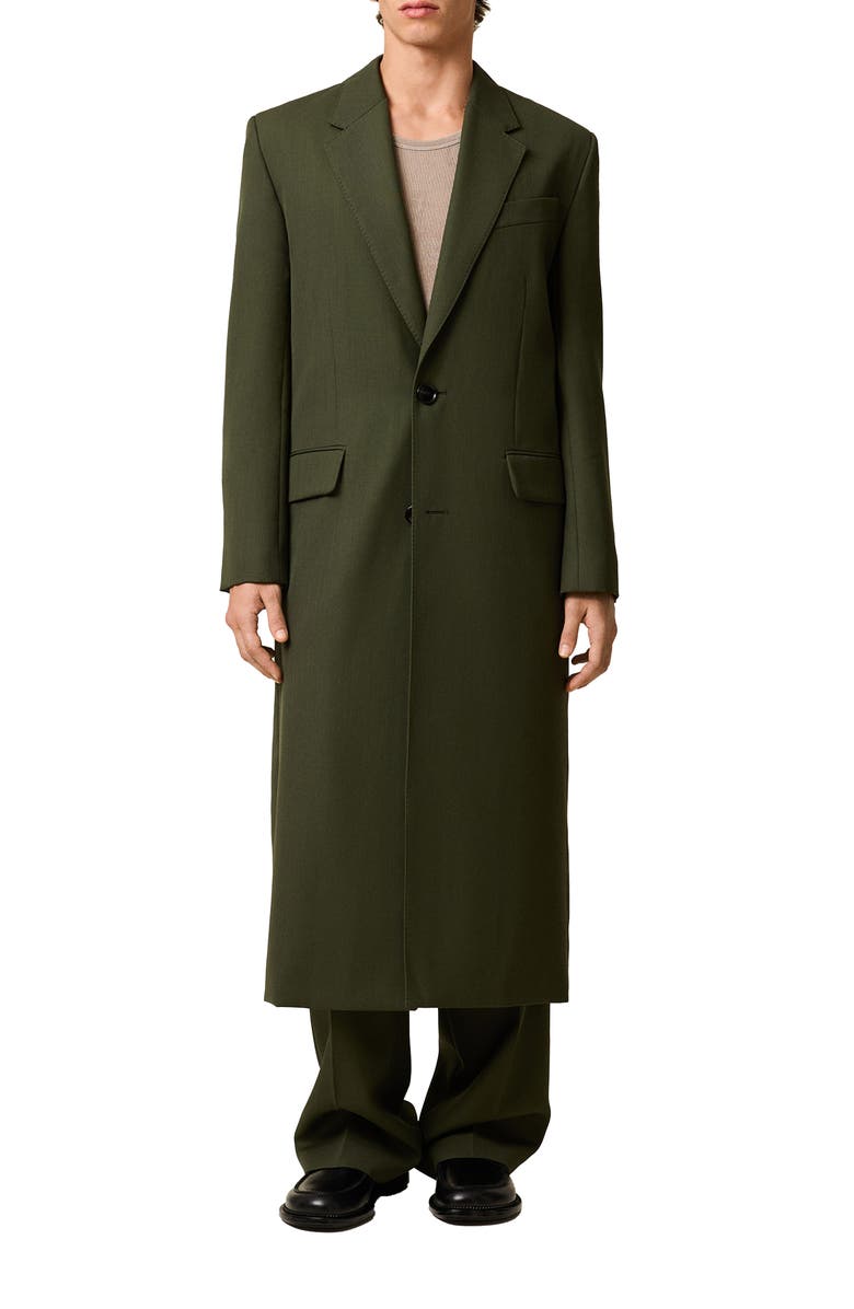 AMI PARIS Back Slit Wool Canvas Topcoat, Main, color, 