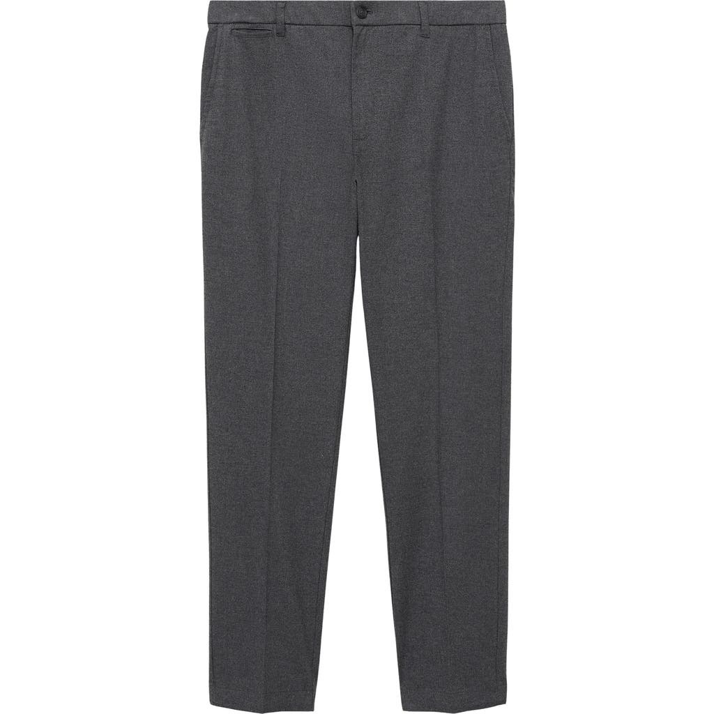 Mango Check Slim Fit Pants In Light Heather Grey